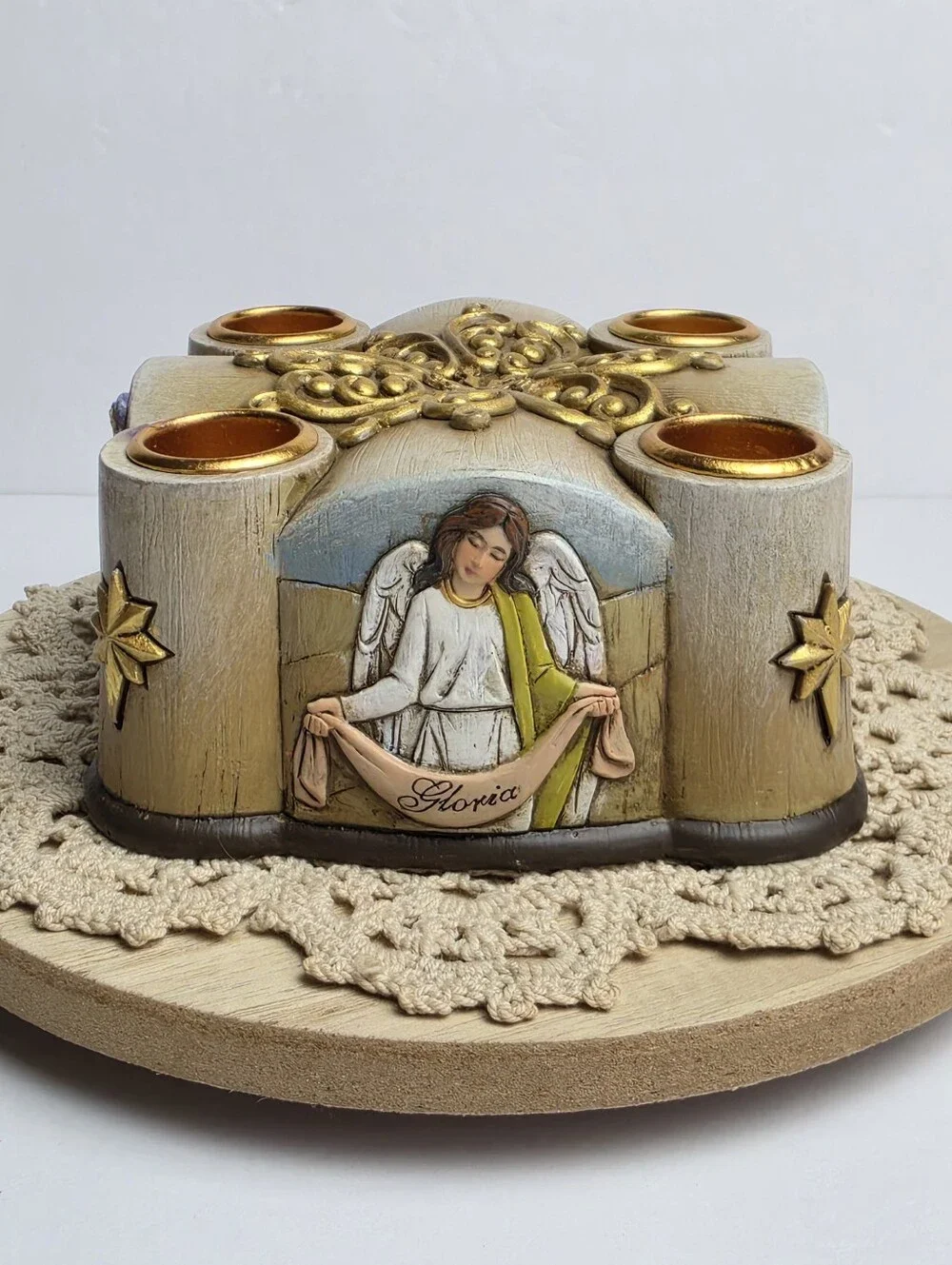 Nativity Christmas Advent Holy Family Candle Holder - Holds 4 Candles - New